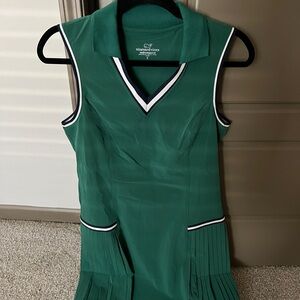Vineyard Vines Polo Collar Green Sleeveless Dress with Compression Shorts